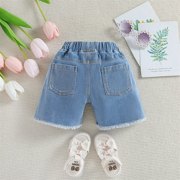 Infant Girls' Denim Shorts Teen Girl Jeans Embroidered Jeans Girls Summer Shorts Girls Jeans Size 6-12 Months