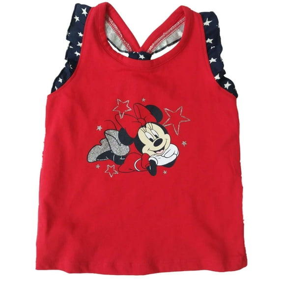 Infant Girls Disney Minnie Mouse USA Patriotic Glitter Star Tee Shirt
