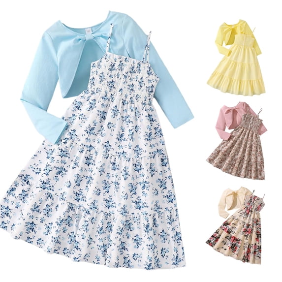 Infant Girls Dress Floral Long Sleeve Casual Cardigan Morning Sporty Everyday Party Spring for Girls Dress Set