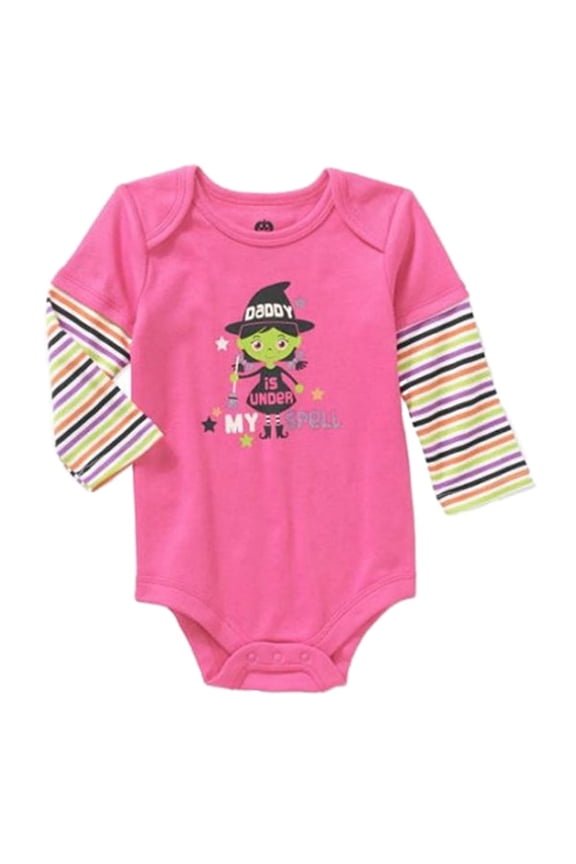 Infant Girls First Halloween Witch Creeper Daddy is Under My Spell Bodysuit 0-3M