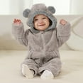 thumbnail image 1 of Infant Girls Fleece Romper - Warm Windproof Winter Romper With Bear Ears Hood Newborn Baby Girl Clothes Winter Baby Onesie Girl 6-9 Months, 1 of 5