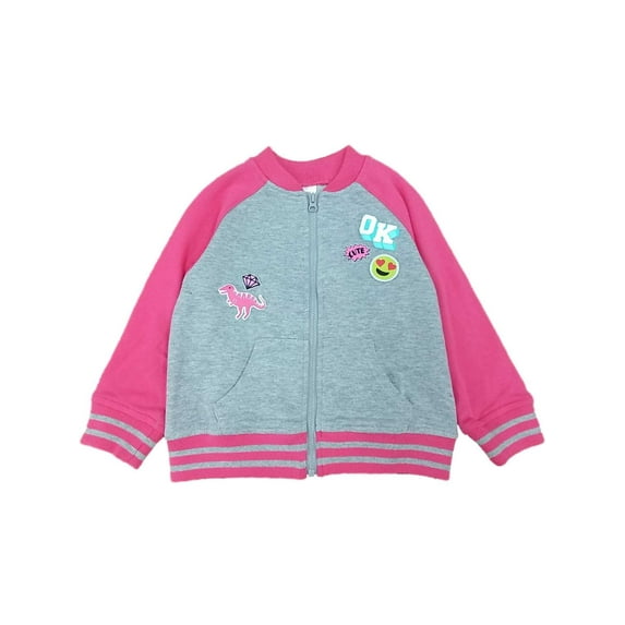 Infant Girls Gray & Pink Emoji Baby Sweatshirt Jacket Smile Face Dinosaur 12m