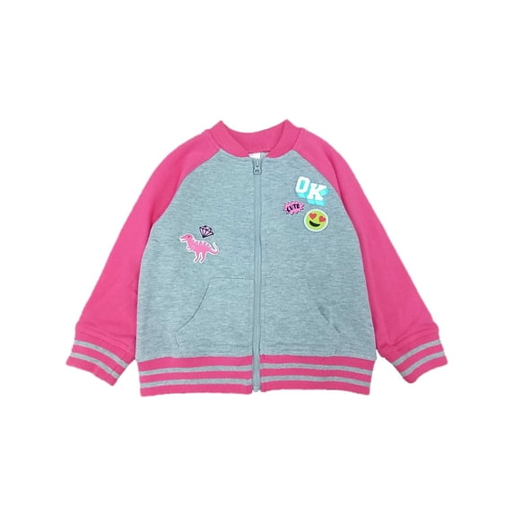 Infant Girls Gray & Pink Emoji Baby Sweatshirt Jacket Smile Face Dinosaur 9m
