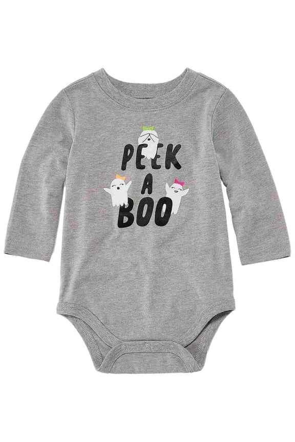 Infant Girls Halloween Ghost Creeper Gray Peek A Boo Bodysuit Outfit 9m