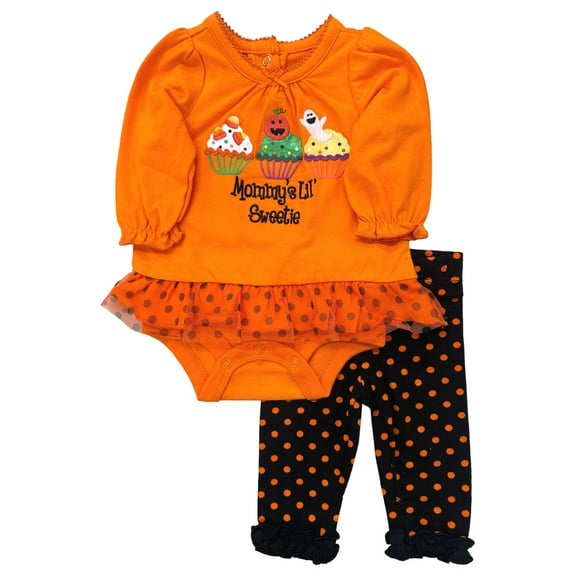 Infant Girls Halloween Outfit Mommy's Sweetie Dress Bodysuit Leggings Set NB