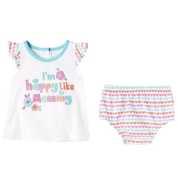 Infant Girls Happy Like Mommy Cotton Sun Outfit Shirt & Panty Baby Set 0-3m