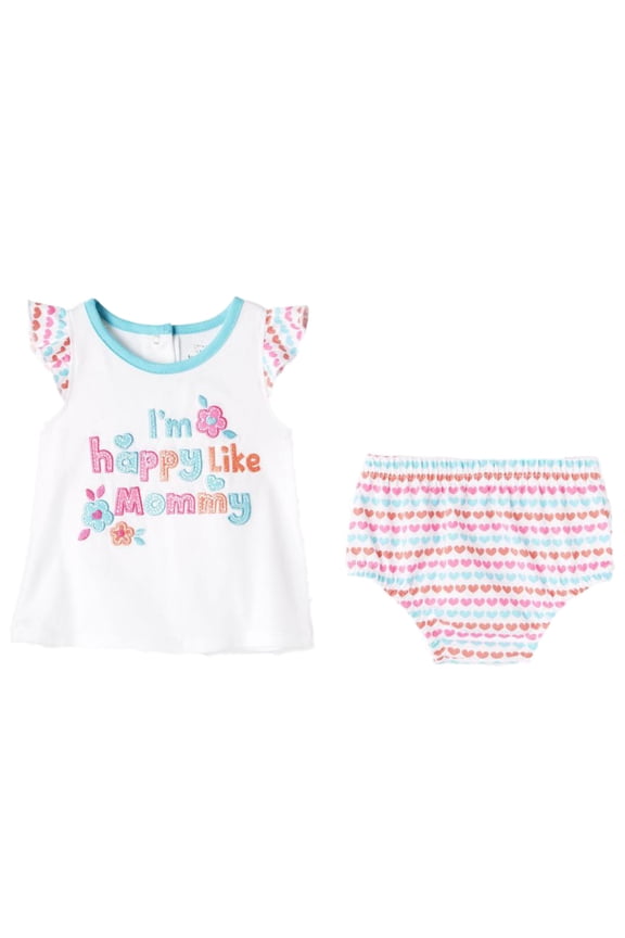 Infant Girls Happy Like Mommy Cotton Sun Outfit Shirt & Panty Baby Set 3-6m