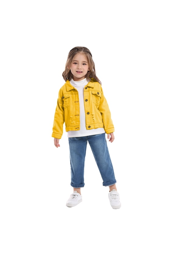 Infant Girls Jacket Button Denim Jacket Infant Casual Jacket Yellow Jacket for Girls Infant Fall Outfits 9-12 Months