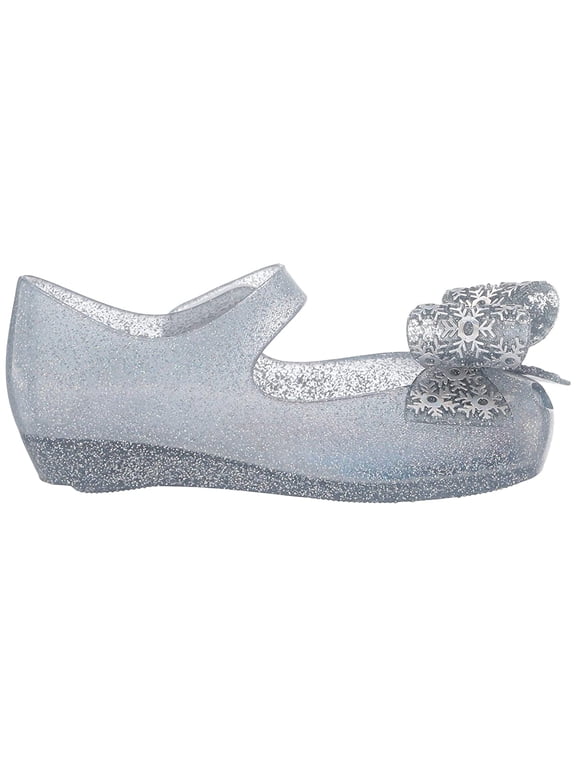 Ultragirl Frozen Bow Flats Baby Girls Shoes Size 5, Color: Silver Glitter