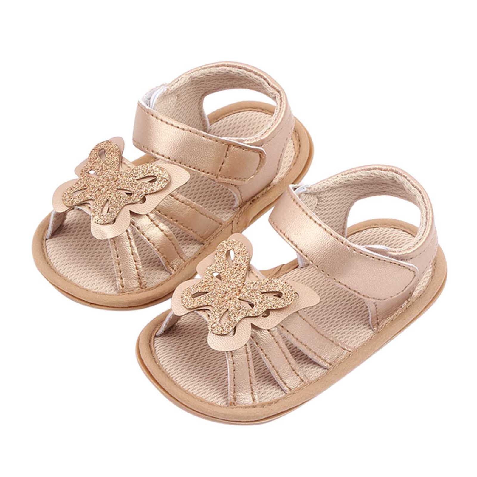 Infant Girls Open Toe Flower Shoes First Walkers Shoes Summer Toddler