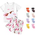 thumbnail image 1 of Infant Girls Outfit Cartoon Short Sleeve Casual Sporty Modern Comfortable Daily Summer for Girls Shorts Set, 1 of 5