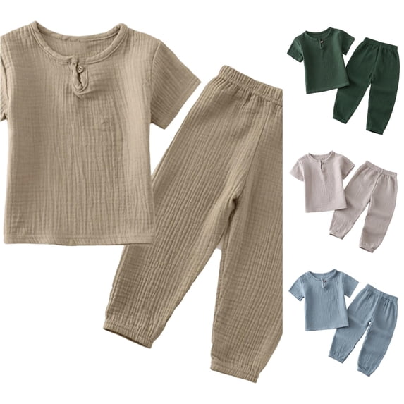 Infant Girls Outfit Short Sleeve Casual Light Little Home Graceful Summer for Girls Wide Leg Pants Set