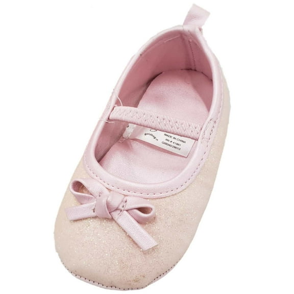 Infant Girls Pale Pink Bow Glitter Sparkle Ballet Flats Baby Shoes 3 (6-9M)