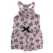 Infant Girls Pink & Black Heart Print Romper Baby Bodysuit Outfit 3-6m