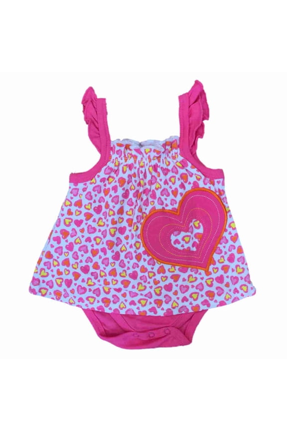 Infant Girls Pink Leopard Heart Print Bodysuit Baby Creeper Outfit 12m