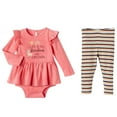 thumbnail image 1 of Infant Girls Pink Ruffle Baby Outfit Rainbows & Unicorns Bodysuit & Leggings, 1 of 1