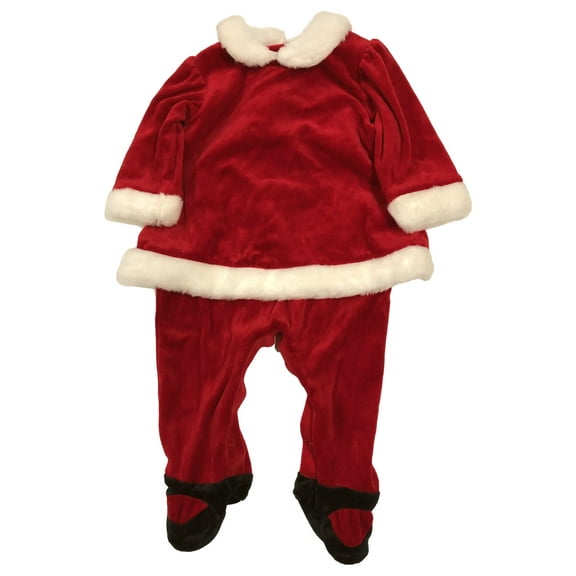 Infant Girls Plush Red & White Mrs Santa Claus Baby Outfit Jumpsuit 6-9m
