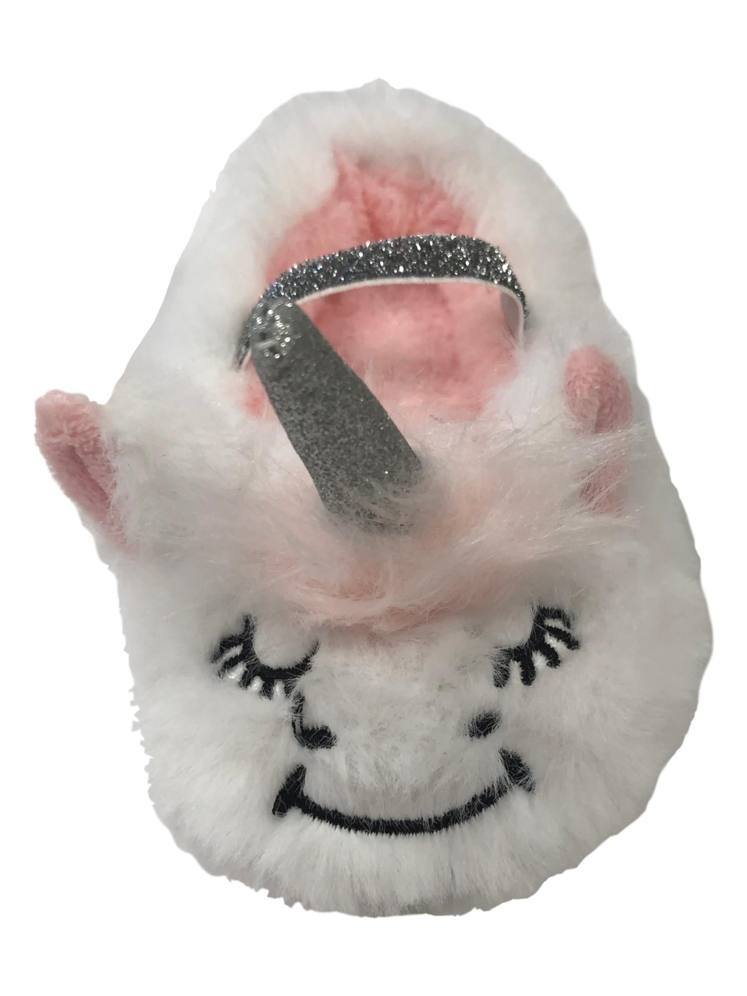 Infant Girls Plush White Unicorn Slippers House Shoes Small 12 24