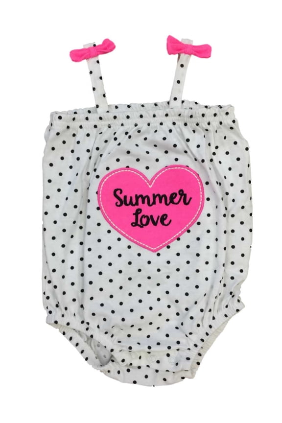 Infant Girls Polka Dot Summer Love Romper Heart Baby Bodysuit Outfit 0-3 Months