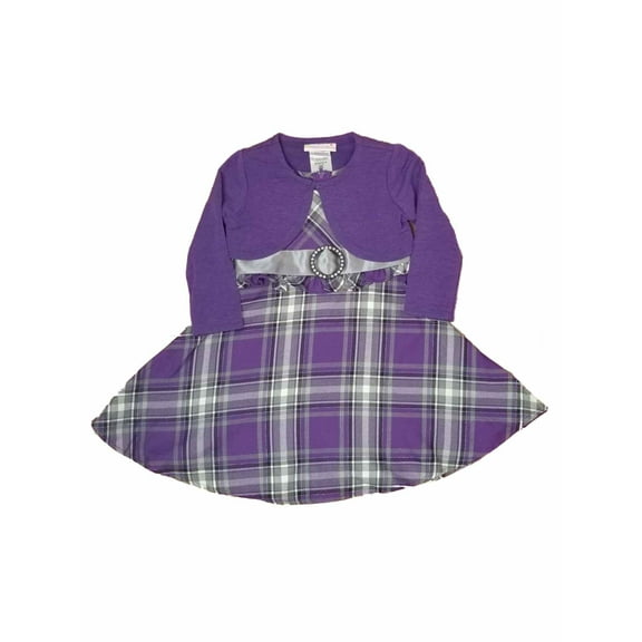 Infant Girls Purple Plaid Bow Christmas Holiday Party Dress 24M