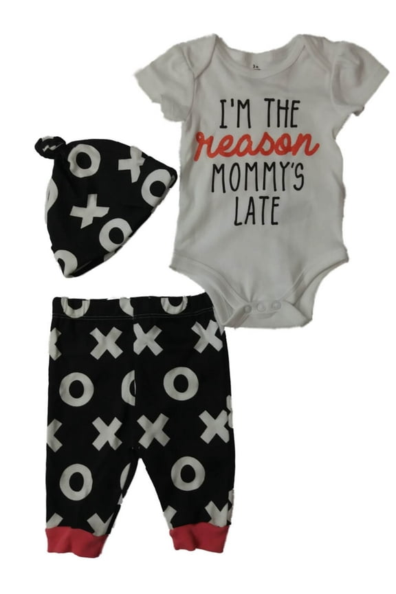 Infant Girls Reason Mommys Late Bodysuit Beanie & Leggings 3-PC Outfit