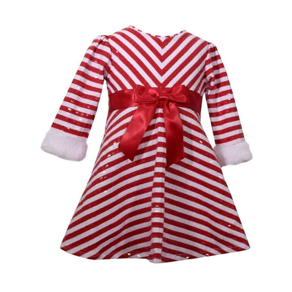 Infant Girls Red Candycane Stripe Christmas Holiday Party Dress Baby Outfit 3-6m