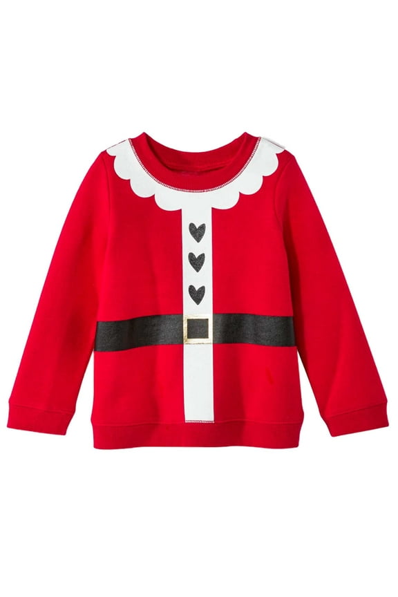 Infant Girls Red Santa Claus Christmas Holiday Sweatshirt 12 Months