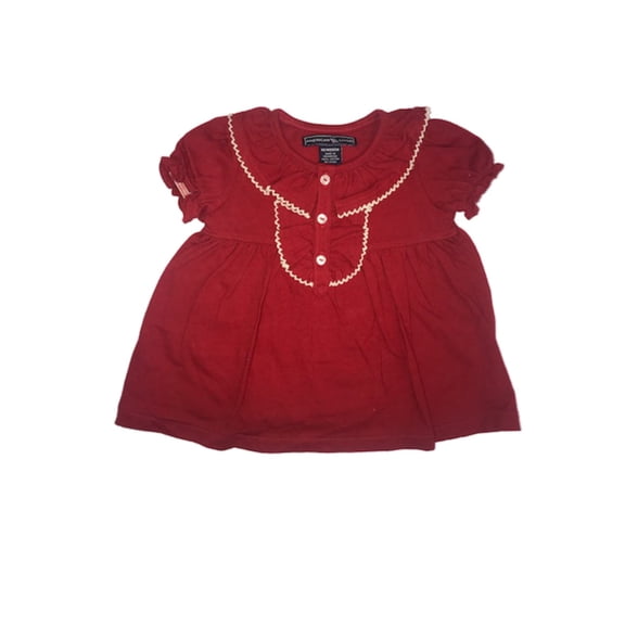 Infant Girls Red Short Sleeve Holiday Dress with Red Diaper Cover NB