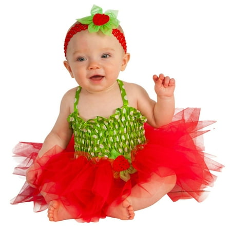 Infant Girls Red Strawberry Costume Baby Tutu Dress & Headband Outfit 0-6m