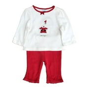 Infant Girls Red & White Mrs. Santa Claus Christmas Shirt & Pants Outfit 0-3m