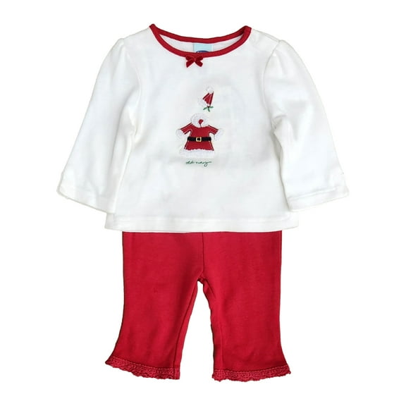 Infant Girls Red & White Mrs. Santa Claus Christmas Shirt & Pants Outfit 0-3m