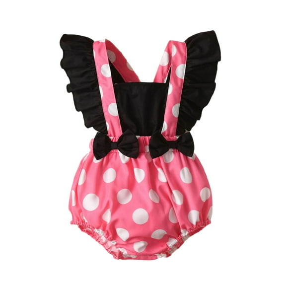 Girls Ruffles Fly Sleeve Dot Prints Romper Bodysuits Dress Relaxed Fit Dailywear 12-18 Months