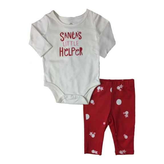 Infant Girls Santas Little Helper Christmas Outfit Holiday 2 Piece Set