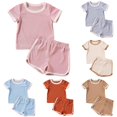 thumbnail image 1 of Infant Girls Set Short Sleeve Evening Summer for Girls Relaxed Comfortable Drawstring Lovely Shorts Set, 1 of 5