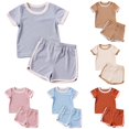 thumbnail image 1 of Infant Girls Set Short Sleeve Evening Summer for Girls Relaxed Comfortable Drawstring Lovely Shorts Set, 1 of 5