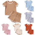 thumbnail image 1 of Infant Girls Set Short Sleeve Evening Summer for Girls Relaxed Comfortable Drawstring Lovely Shorts Set, 1 of 5