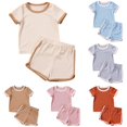 thumbnail image 1 of Infant Girls Set Short Sleeve Evening Summer for Girls Relaxed Comfortable Drawstring Lovely Shorts Set, 1 of 5