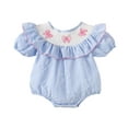thumbnail image 1 of Girls Short Sleeve Prints Romper Ruffles Bodysuits Clothes Classic Dailywear 6-12 Months, 1 of 6