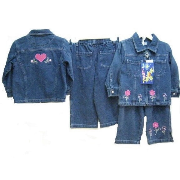 Infant Girls Size 12M, Cotton Denim Embroidery Jacket 2-PC Sets. * 1 Unit Sets Pack *