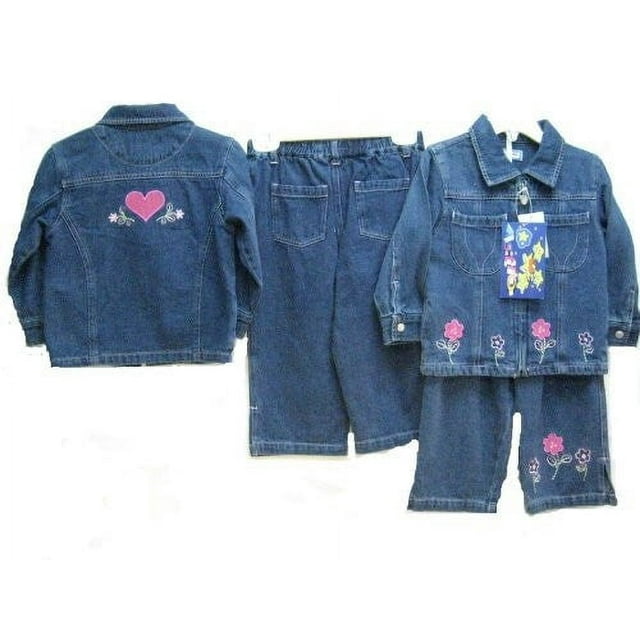 Infant Girls Size 24M, Cotton Denim Embroidery Jacket 2-PC Sets. * 1 Unit Sets Pack *