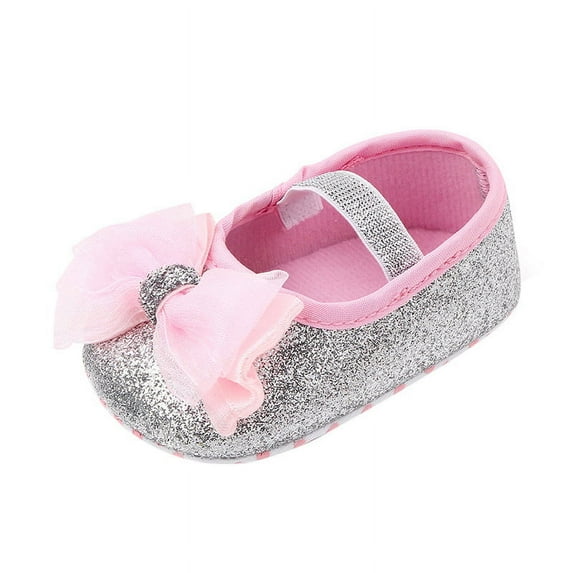 Infant Girls Soft Sole Bowknot Princess Wedding Dress Mary Jane Flats Prewalker Newborn Light Baby Sneaker Shoes