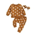 thumbnail image 1 of Infant Girls Spring Pants Sets Long Sleeve Daisy Print Sweatshirt Drawstring Pants Headband Sets, 1 of 8