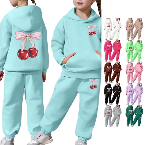Infant Girls Suit Solid Color Long Sleeve Hooded Warm Hood Fall Lightweight Everyday for Girls Pants Set