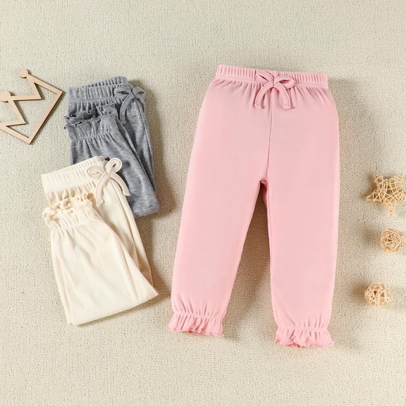 Infant Girls Sweatpants Drawstring Jogger Sweatpants with Pockets Girls Solid Pants Multicolour Pants for Kids Little Girls Clothes 9-12 Months