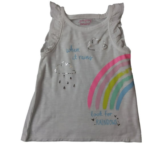 Infant Girls When It Rains Look For Rainbows Ruffle Tee Shirt 24m