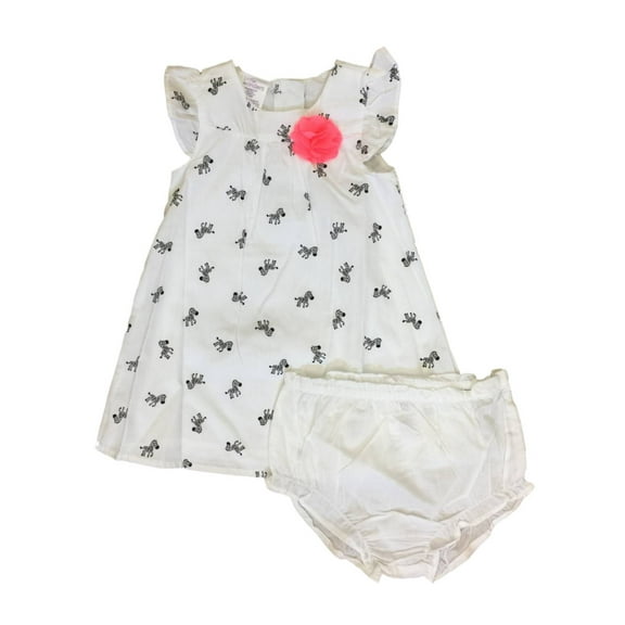 Infant Girls White & Black Zebra Print Sun Dress Baby Outfit 6-9m