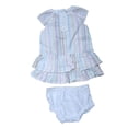 thumbnail image 1 of Infant Girls White Embroidered Striped Ruffled Dress Baby Outfit, 1 of 2