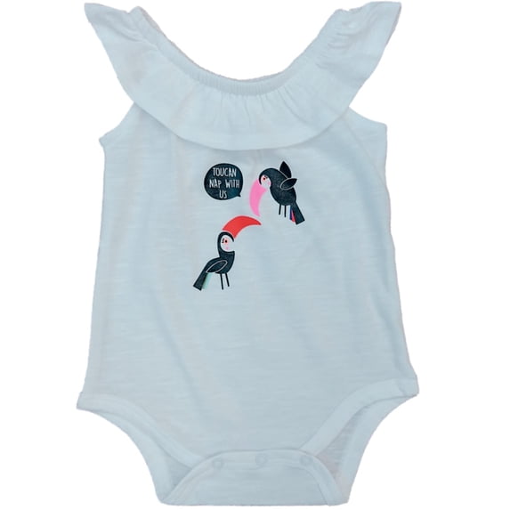 Infant Girls White Ruffle Toucan Nap With Us Bodysuit Baby Bird Shirt NB