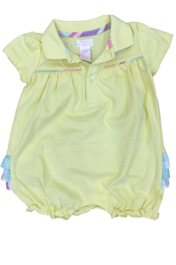 Infant Girls Yellow Ruffle Romper Bodysuit Pink Blue Purple Checker Outfit