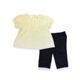 thumbnail image 1 of Infant Girls Yellow Seersucker Baby Outfit Shirt & Leggings 2 Piece Set Newborn, 1 of 1